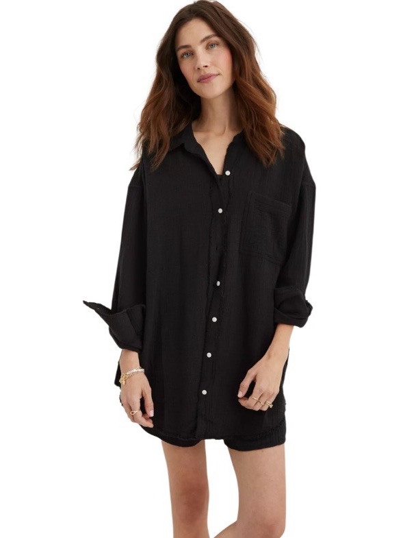 Aerie Gauzy Button Down Breezy Coverup Cotton Oversized Shirt Size S/P
